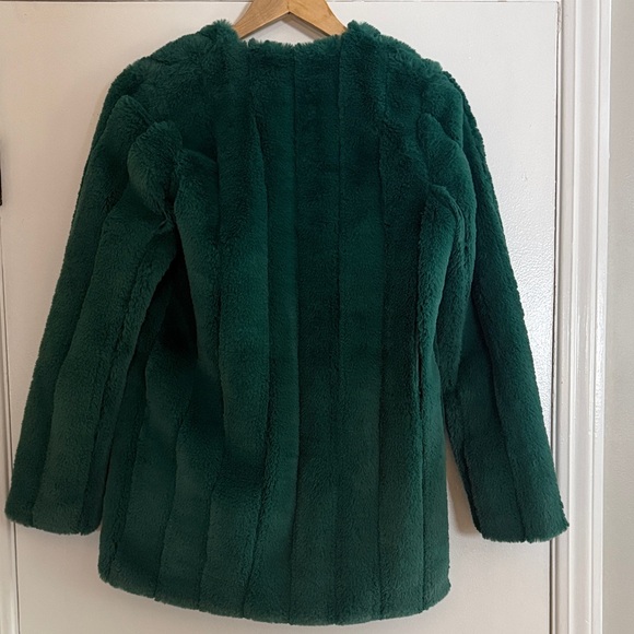 THML Emerald Green Faux Fur Coat Teddy Jacket size small - Picture 4 of 5